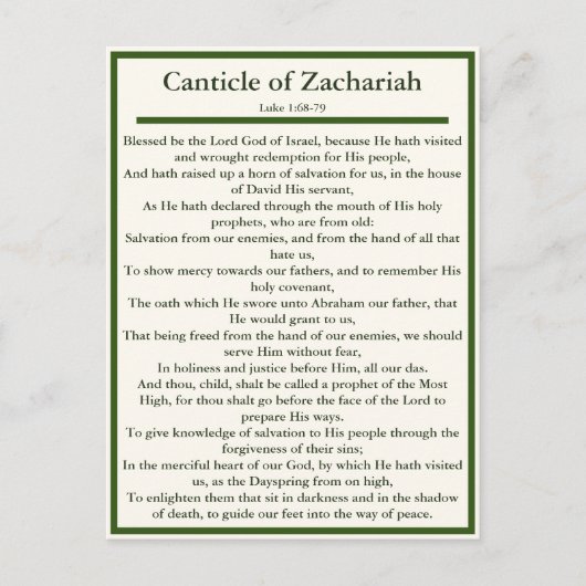 Zachariah und Magnificat-Gebetskarte Postkarte (Vorderseite)