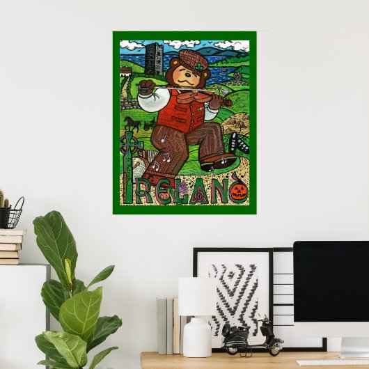 Zachary Bear® Tribut an Irland Poster (Heimbüro)