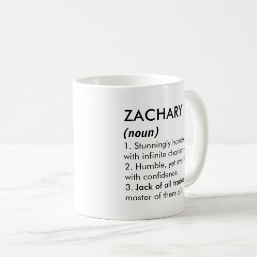 Zachary name, Editable name, Custom name Kaffeetasse (VorderseiteRechts)