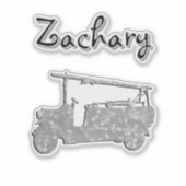 Zachary Name Mit Einem Feuerwehrauto, Aufkleber (Vorderseite)