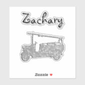 Zachary Name Mit Einem Feuerwehrauto, Aufkleber (Blatt)