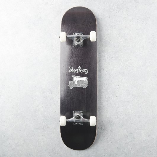 Zachary Name Mit Einem Feuerwehrauto, Aufkleber (Skateboard)