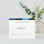Zachary Royal Blue Navy Blue RSVP Card (Stehend Vorderseite)