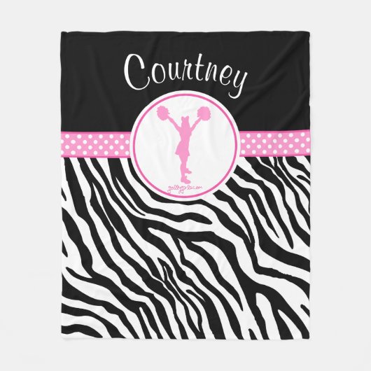 Zacken Sie Ihre Namenszebra-Druck Cheerleader/Pom Fleecedecke (Vorderseite)