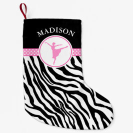 Zacken Sie Ihren Namenszebra-Druck-Ballett-Tänzer Kleiner Weihnachtsstrumpf