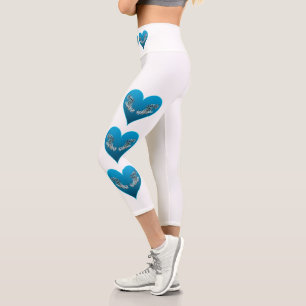 Zackenbarsch - Blaue Herzen, vertikal angeordnet Capri Leggings