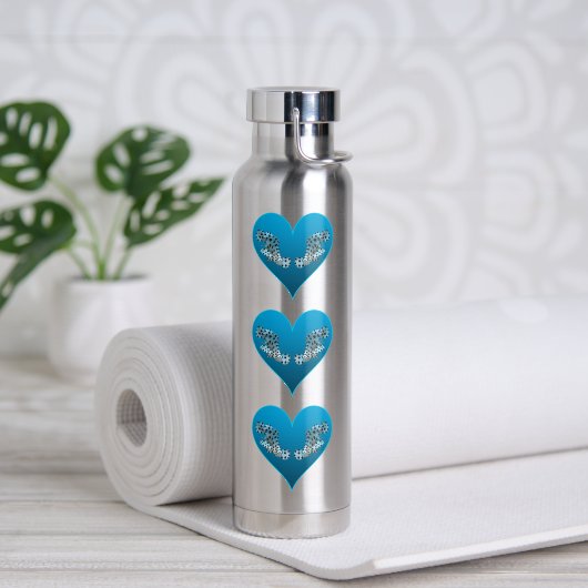 Zackenbarsch - Blaue Herzen, vertikal angeordnet | Trinkflasche (Yoga (gedreht))