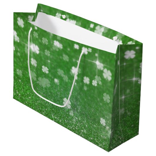 Zackenbarsch Glitzer Clover - Große Geschenktasche Geschenktüte (Vorderseite Schrägansicht)