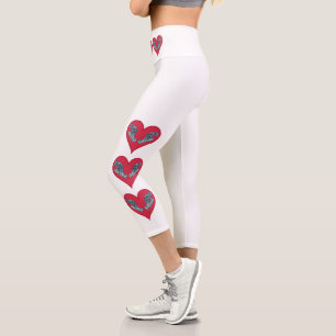 Zackenbarsch - Rote Herzen, vertikal angeordnet Capri Leggings