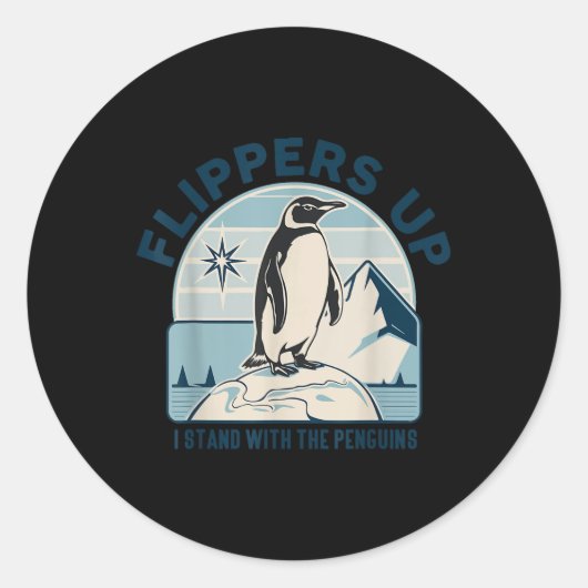 Zackenbarsche ich stehe mit den Pinguinen, den Fun Runder Aufkleber (Vorderseite)