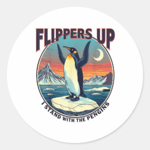Zackenbarsche Ich stehe mit den Pinguinen und dem  Runder Aufkleber