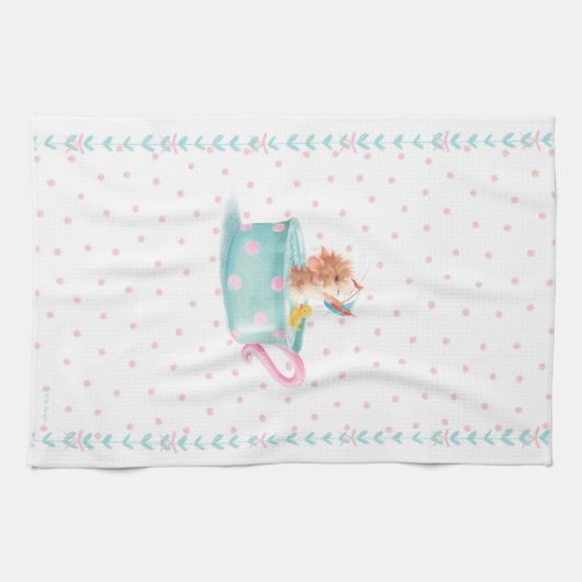 Zackenmäuse nehmen Teakup-Bad Geschirrtuch (Horizontal)