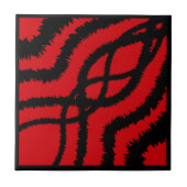 Zackenpaint Spritzer Mirrored Lines Black On Red Fliese (Vorderseite)