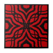 Zackenpaint Spritzer Mirrored Lines Black On Red Fliese (Vorderseite)