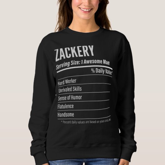 Zackery Serving Size Nutrition Label Kalorien Sweatshirt (Vorderseite)