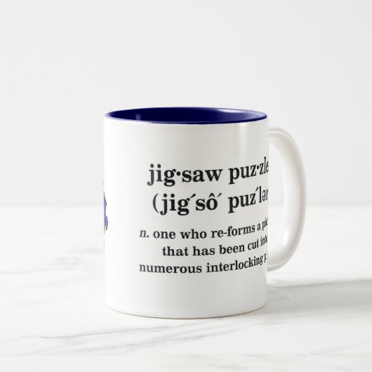 Zackiger Puzzlerraumhintergrund Zweifarbige Tasse (VorderseiteRechts)