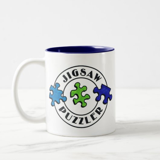 Zackiger Puzzlerraumhintergrund Zweifarbige Tasse (Links)
