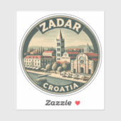 Zadar Croatia Illustration Reisen Kunst Abzeichen Aufkleber (Blatt)