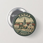 Zadar Croatia Illustration Reisen Kunst Abzeichen Button (Vorne & Hinten)