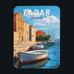 Zadar Kroatien Reisen Vintag Magnet<br><div class="desc">Zadar Retrovektor-Reisedesign. Zadar,  eine Stadt an der kroatischen Dalmatiner-Küste,  ist für die römischen und Venezianischen Ruinen der Halbinsel Altstadt bekannt.</div>