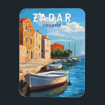 Zadar Kroatien Reisen Vintag Magnet<br><div class="desc">Zadar Retrovektor-Reisedesign. Zadar,  eine Stadt an der kroatischen Dalmatiner-Küste,  ist für die römischen und Venezianischen Ruinen der Halbinsel Altstadt bekannt.</div>