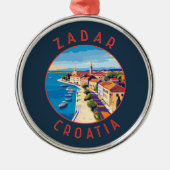 Zadar Kroatien Retro Distressed Circle Ornament Aus Metall (Vorne)