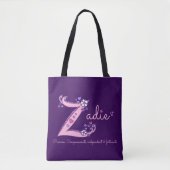 Zadie Letter Z Monogram Art & Name Bedeutung Tasch Tasche (Vorderseite)