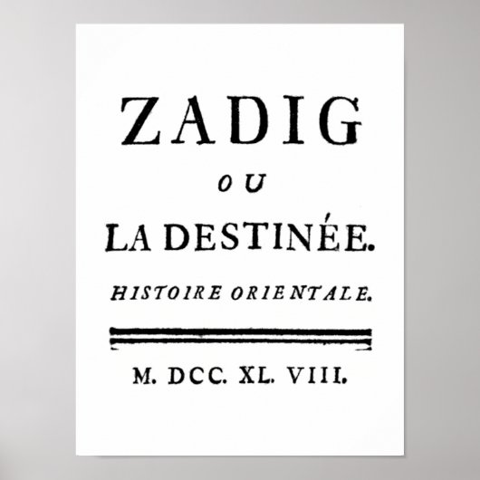 Zadig, oder das Buch des Schicksals - Descartes Poster (Vorne)