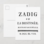 Zadig, oder das Buch des Schicksals - Descartes Postkarte (Vorne/Hinten)