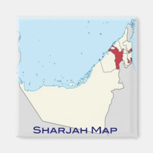 zAE017 MAP of SHARJAH, VAE, Asia, Kühlschrank Magnet