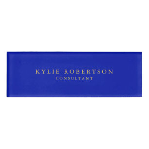 Zaffre Blue Gold Colors Beruflich Trendy Modern Namenschild