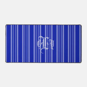 Zaffre Streifen White Monogram Schreibtischunterlage