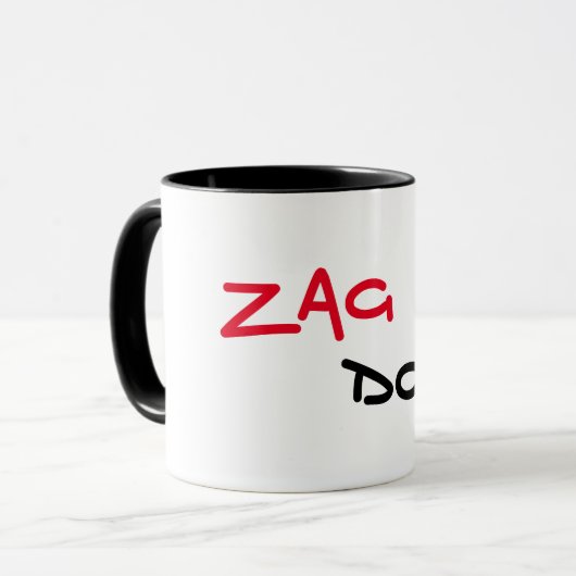 Zag Dog Schwarze Rand Kaffeetasse (Vorderseite Links)