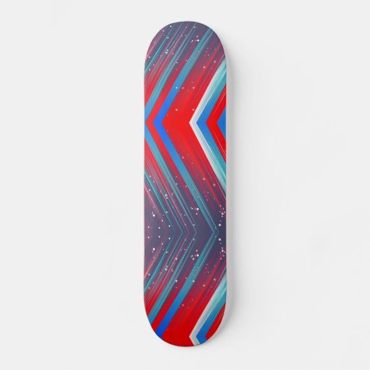 Zag-Muster in Rot-Weiß und Blau Skateboard (Vorderseite)