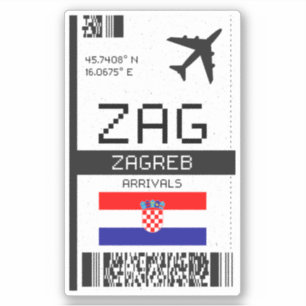 ZAG Zagreb Boarding Pass - Kroatien Reisen Aufkleber