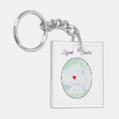 Zagreb City Map Herz Schlüsselanhänger (Vorderseite links)