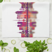 Zagreb Croatia Skyline Geschirrtuch (Gefaltet)