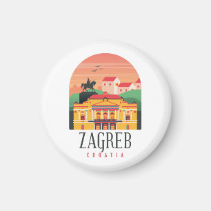 Zagreb Croatia Stadtbild Vintag Magnet