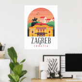 Zagreb Croatia Stadtbild Vintag Poster (Heimbüro)