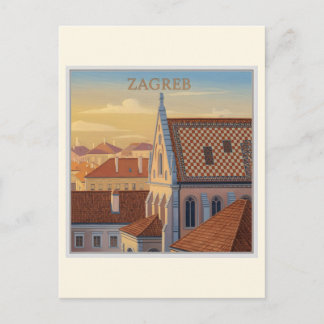 Zagreb - Croatia - Vintage Travel Postkarte