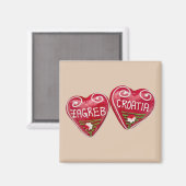 Zagreb, Kroatien: Herzgestalter Magnet (Vorderseite/Rückseite)