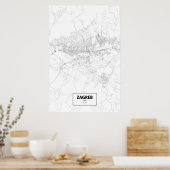 Zagreb, Kroatien (schwarz auf weiß) Poster (Küche)