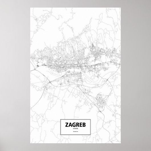 Zagreb, Kroatien (schwarz auf weiß) Poster (Vorne)