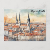 Zagreb Kroatien Stadt Silhouette Wasserfarbe Postkarte (Vorderseite)