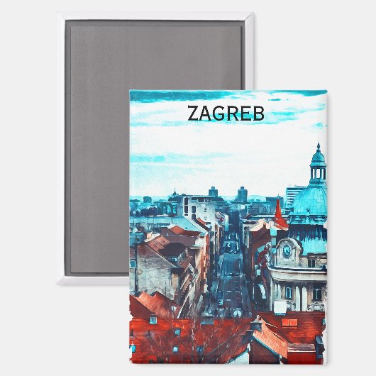 Zagreb Kroatien Stadtansicht Magnet (Vorderseite/Rückseite)