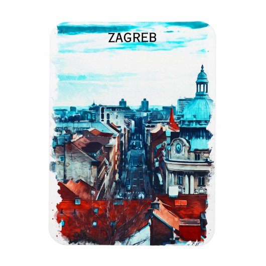 Zagreb Kroatien Stadtansicht Magnet (Vertikal)