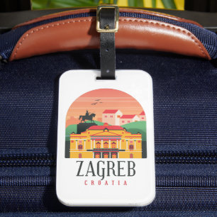 Zagreb Kroatien Stadtbild Vintage Gepäckanhänger