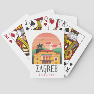Zagreb Kroatien Stadtbild Vintage Spielkarten