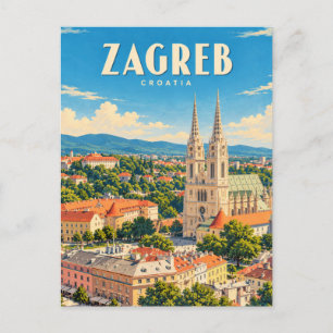 Zagreb Kroatien Vintage-Reise Kunst Postkarte