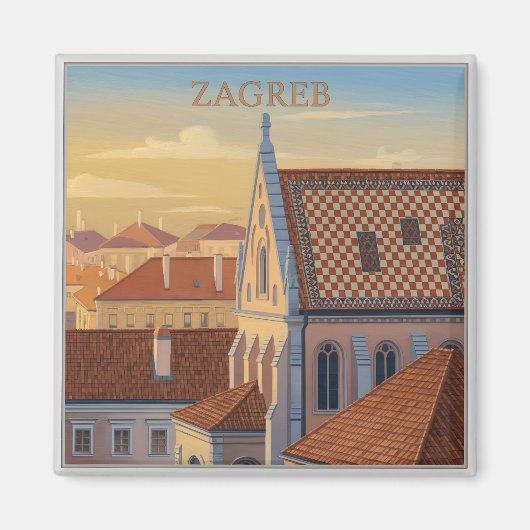 Zagreb - Kroatien - Vintage Reise Magnet (Vorne)